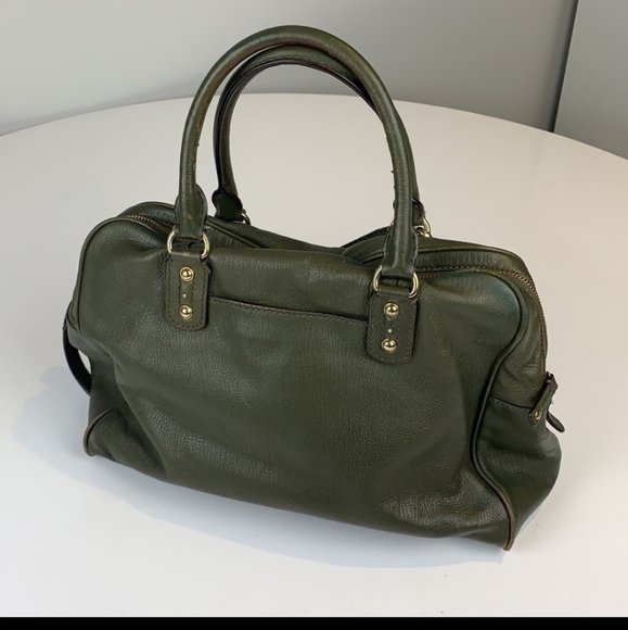 MICHAEL Michael Kors Handbags - Michael Kors Green Leather Crossbody Bowler Bag
